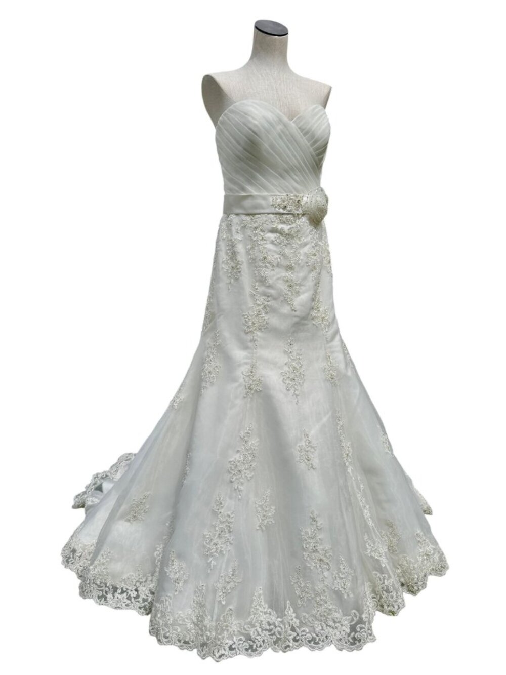 Beaded Lace Decal Floral Belt Trumpet Eggshell NWT Custom by G $2,260 Retail Wed
